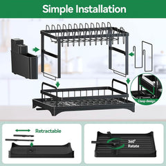 Black Metal Dish Rack – 2-Layer / 3-Layer